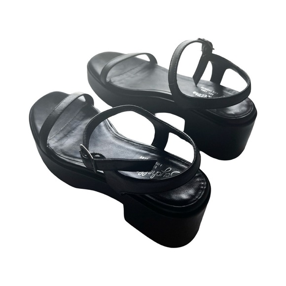 ANTHROPOLOGIE SEYCHELLES Rest Assured Heeled Leather Sandal Black Sz 6 - Picture 5 of 7